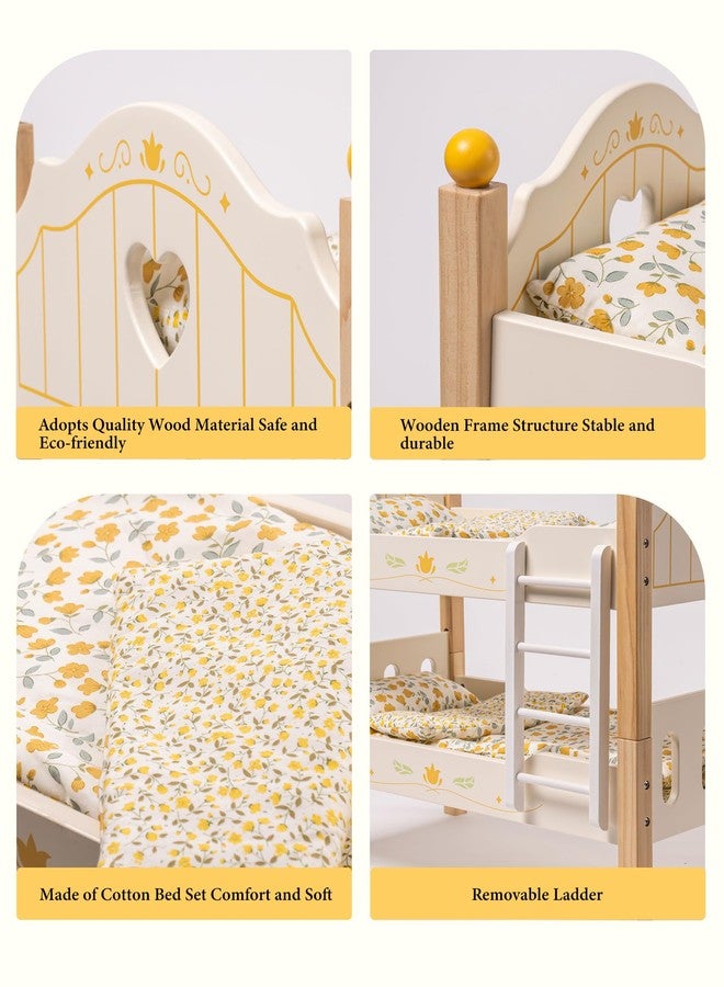 ROBUD Baby Doll Crib, Wooden Baby Doll Beds for 20 Inch Dolls, Baby Doll Bunk Beds with Tulle, American Girl Doll Bed for Gifts, WRP12 - Image 3